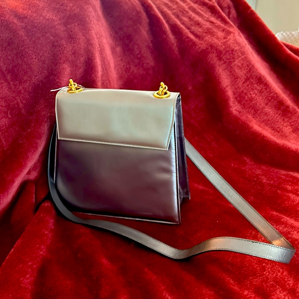 Salvatore Ferragamo Magnificent bag 9”x8”x3” 20” strap/ gold chain accent